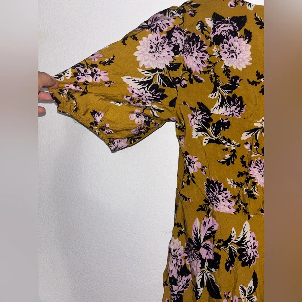 ANTHROPOLOGIE MAEVE PUFF SLEEVE MIDI DRESS IN GOLD size 14 - Picture 8 of 8